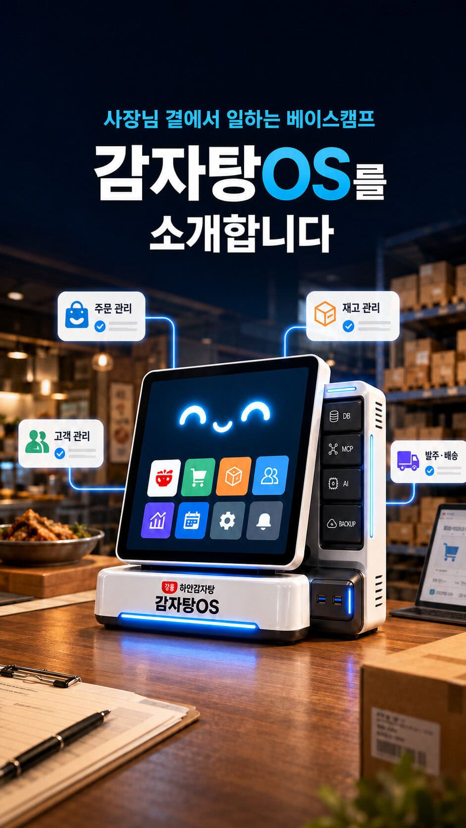 주문, 재고, 고객, 발주와 배송 업무를 연결하는 감자탕OS 시스템 베이스캠프