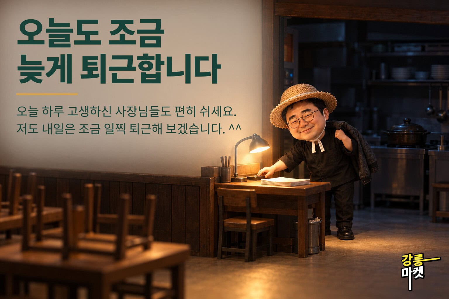 오늘도 조금 늦게 퇴근합니다. 오늘 하루 고생하신 사장님들도 편히 쉬세요.