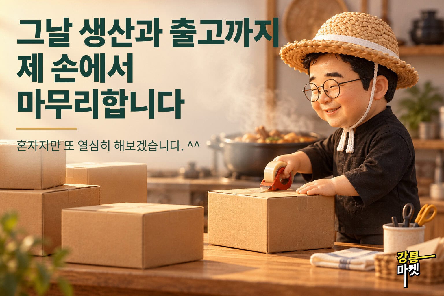 그날 생산과 출고까지 제 손에서 마무리합니다. 혼자지만 또 열심히 해보겠습니다.